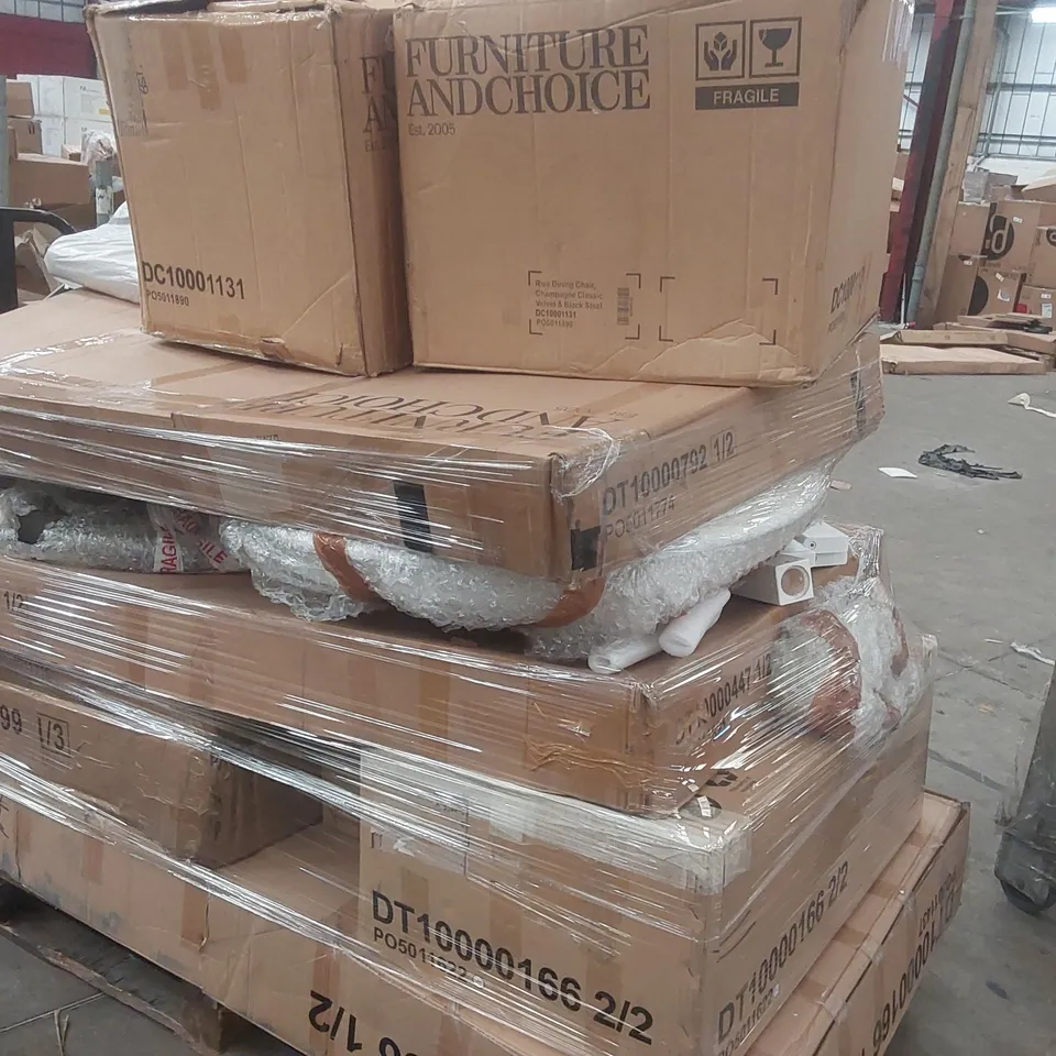 PALLET CONTAINING A VERY LARGE QUANTITY OF ASSORTED DESIGNER FURNITURE PARTS