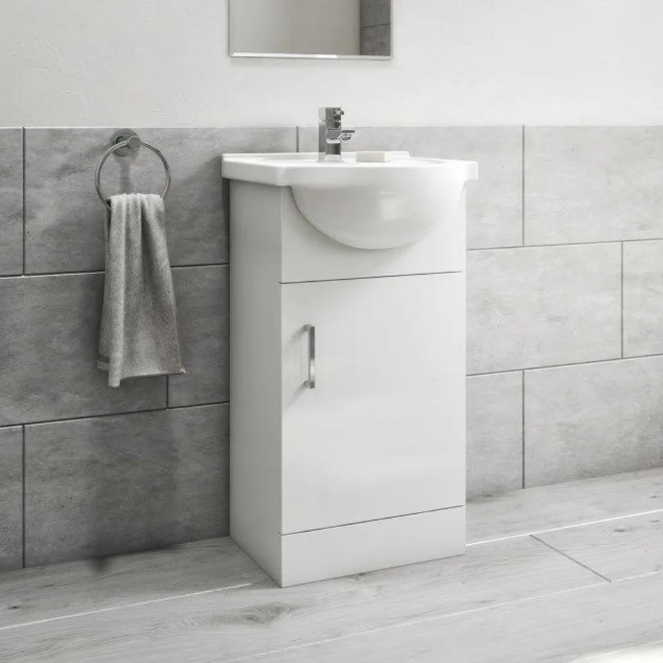 BOXED CLASSIC HIGH GLOSS WHITE 45CM VANITY UNIT