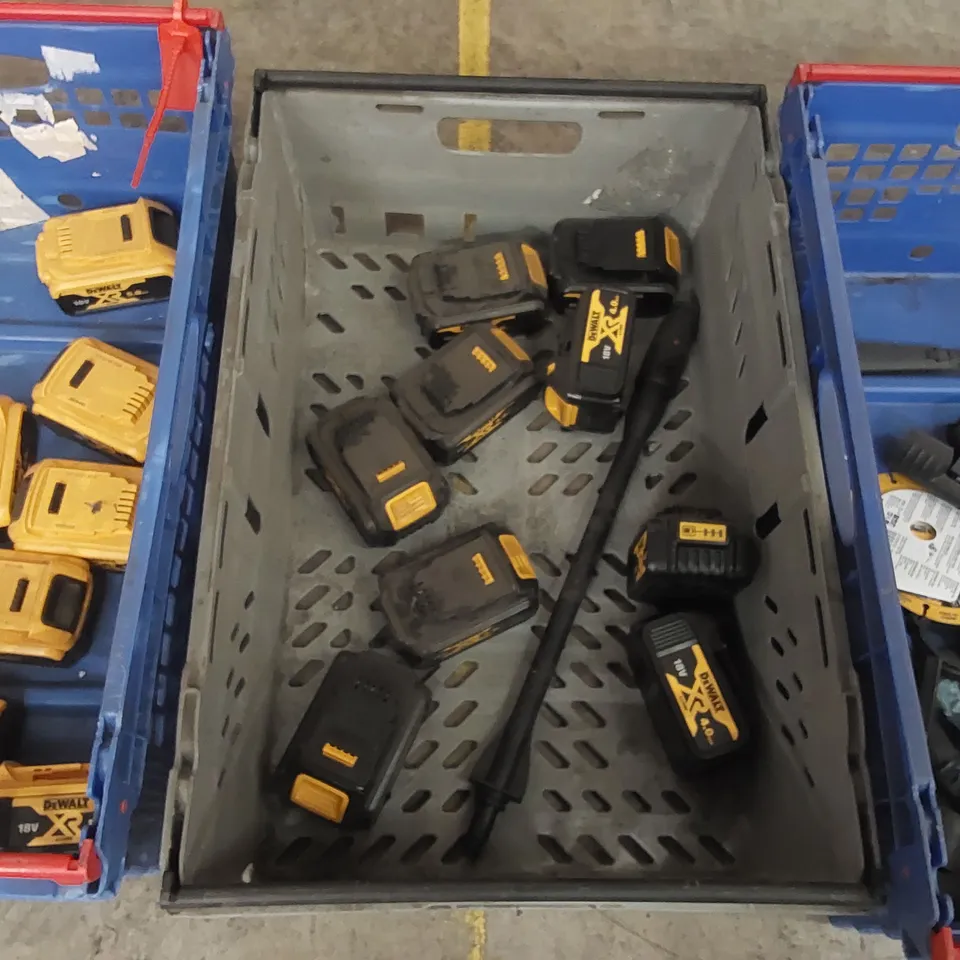 LOT CONTAINING APPROXIMATELY 18 DEWALT LI-ION BATTERIES AND OTHER ASSORTED ITEMS