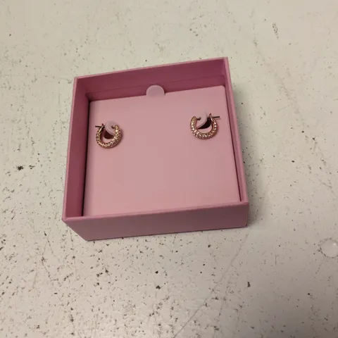 SWAROVSKI CRYSTAL-EMBELLISHED HOOP EARRINGS IN PINK PRESENTATION BOX