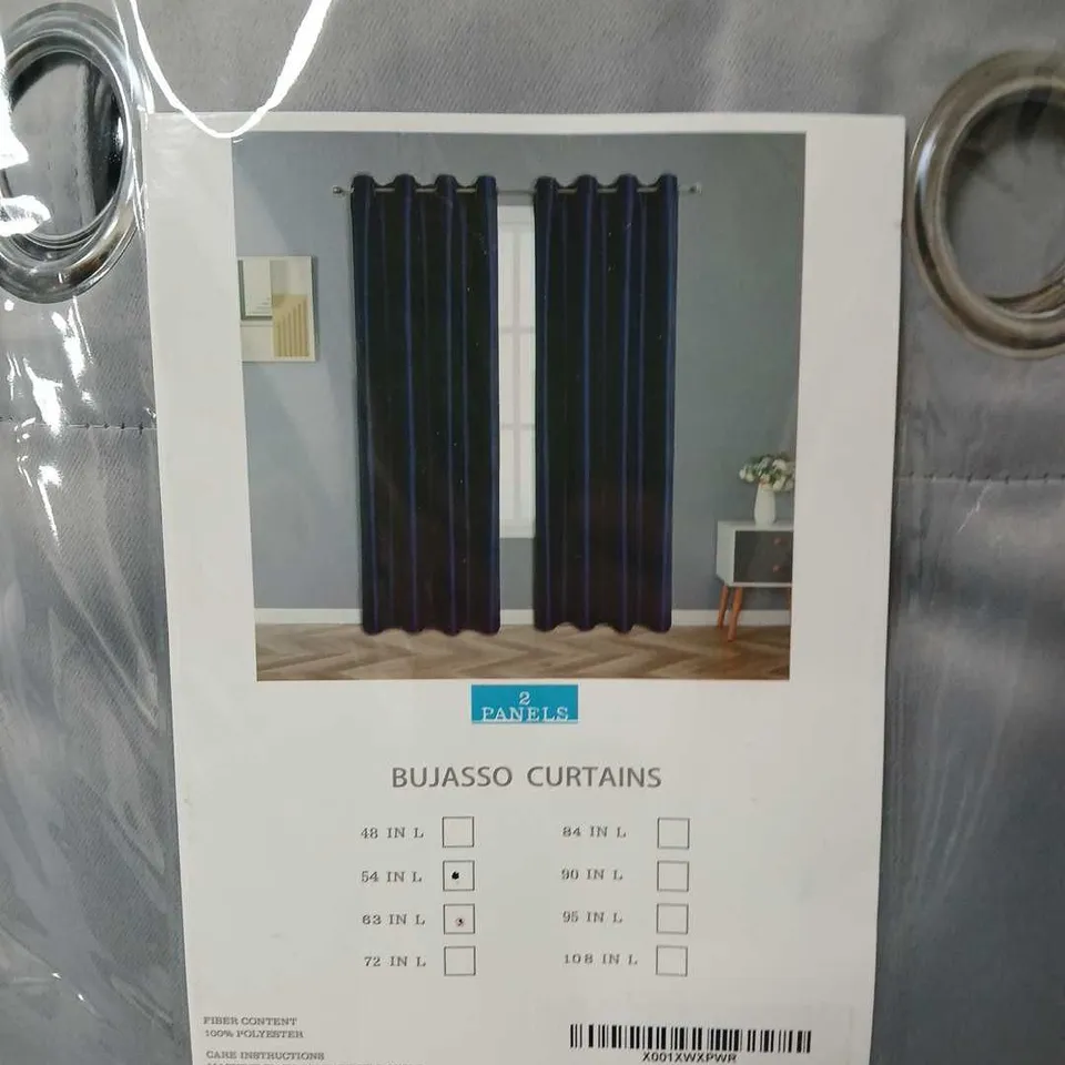 BUJASSO CURTAINS – 2 PANELS, GROMMET TOP, POLYESTER, LENGTH OPTIONS 48–108 IN