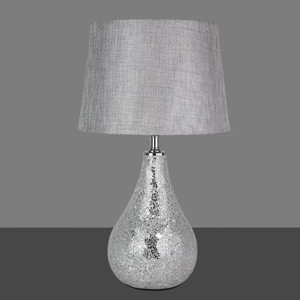 BOXED SHERITA 48CM BEDSIDE TABLE LAMP SILVER BASE
