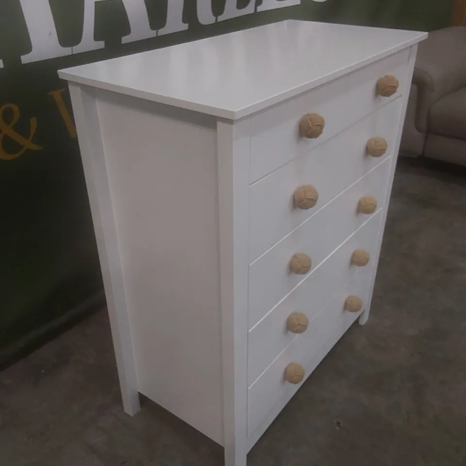 DESIGNER 6 DRAWER CHEST OF DRAWERS - WHITE