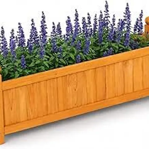 BOXED LARGE GARDEN WOODEN FLOWER PLANTER ORNAMENTAL PLANT POT
