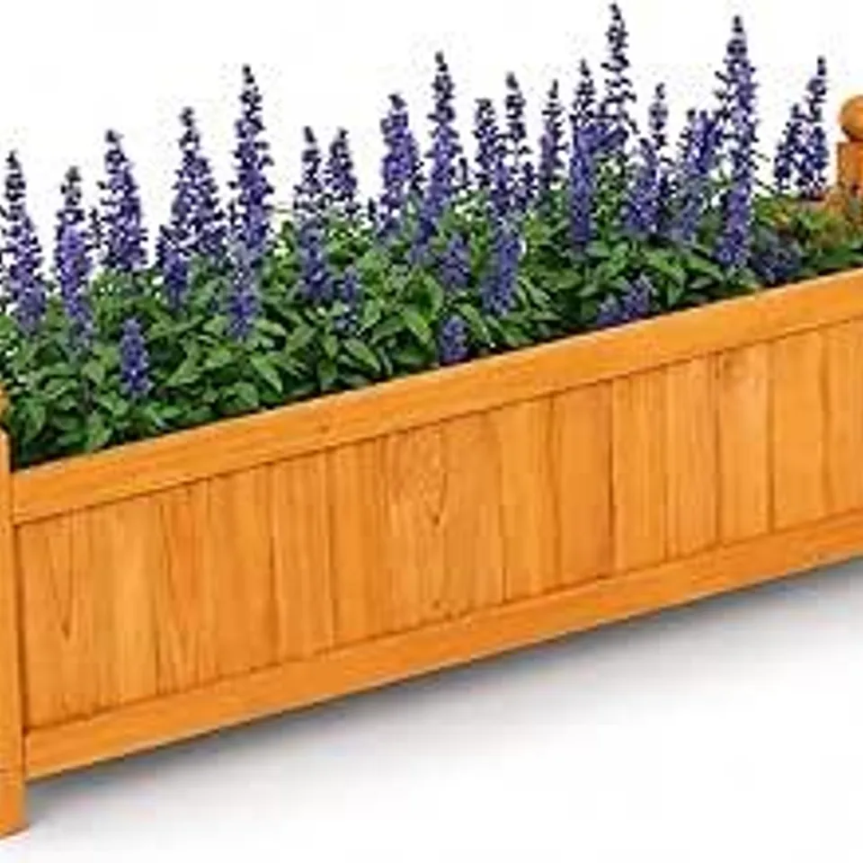 BOXED LARGE GARDEN WOODEN FLOWER PLANTER ORNAMENTAL PLANT POT