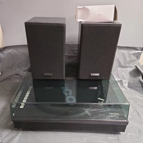 LENCO LS-300BK BELT DRIVE TURNTABLE WITH BLUETOOTH AND WOODEN SPEAKERS