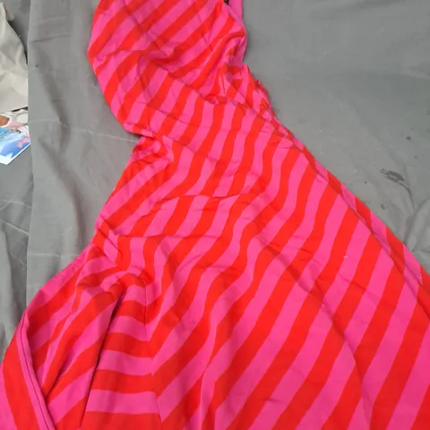 KAREN MILLEN PETITE FLUID STRIPE COTTON MIX MIDI HALTER DRESS - 14