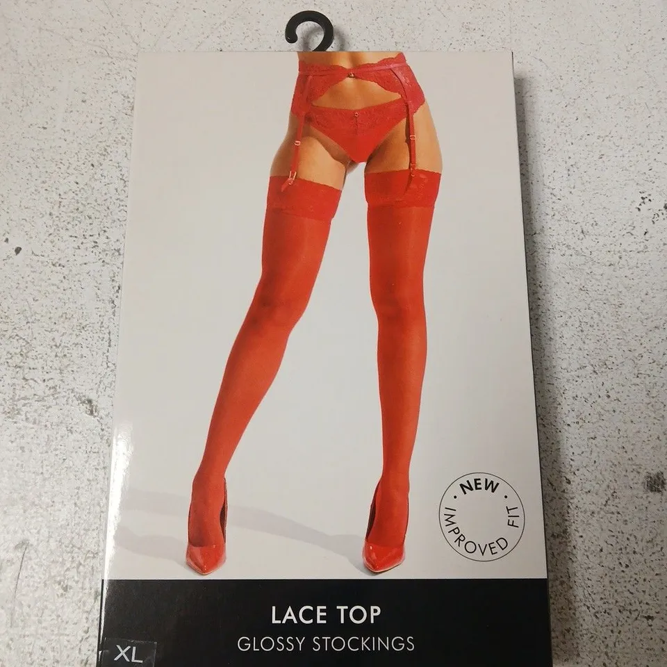 ANN SUMMERS LACE TOP GLOSSY STOCKINGS – XL