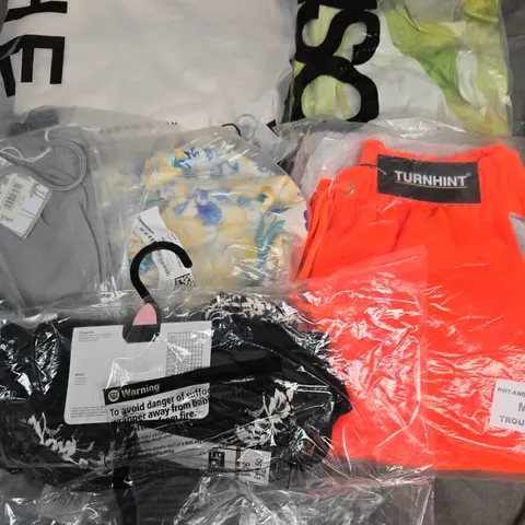 APPROXIMATELY 35 ASSORTED CLOTHING ITEMS IN VARIOUS SIZES, STYLES & COLOURS TO INCLUDE HI-VI TROUSERS, MIDI DRESS, SHORTS, ETC