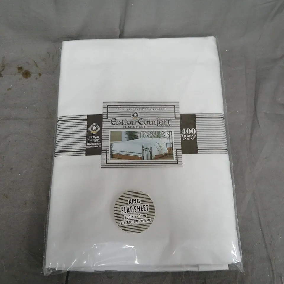 COTTON COMFORT KING FLAT SHEET IN WHITE