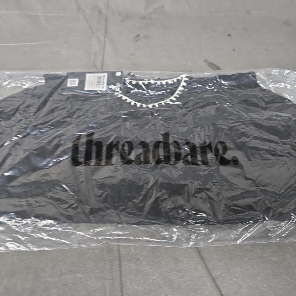 THREADBARE LADIES JAZZ CONTRAST MOTIF JUMPER – UK 12 – BLACK