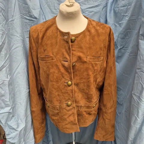 FAIRFAX & FAVOR THE PENELOPE JACKET – TAN SUEDE, SIZE 18