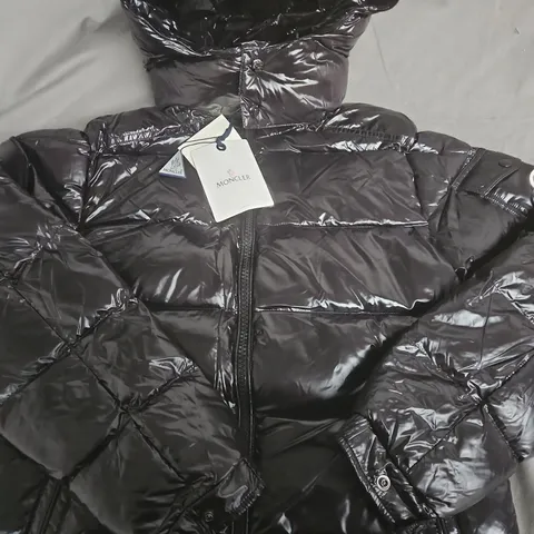 MONCLER BLACK QUILTED HOODED DOWN JACKET - SIZE UNSPECIFIED