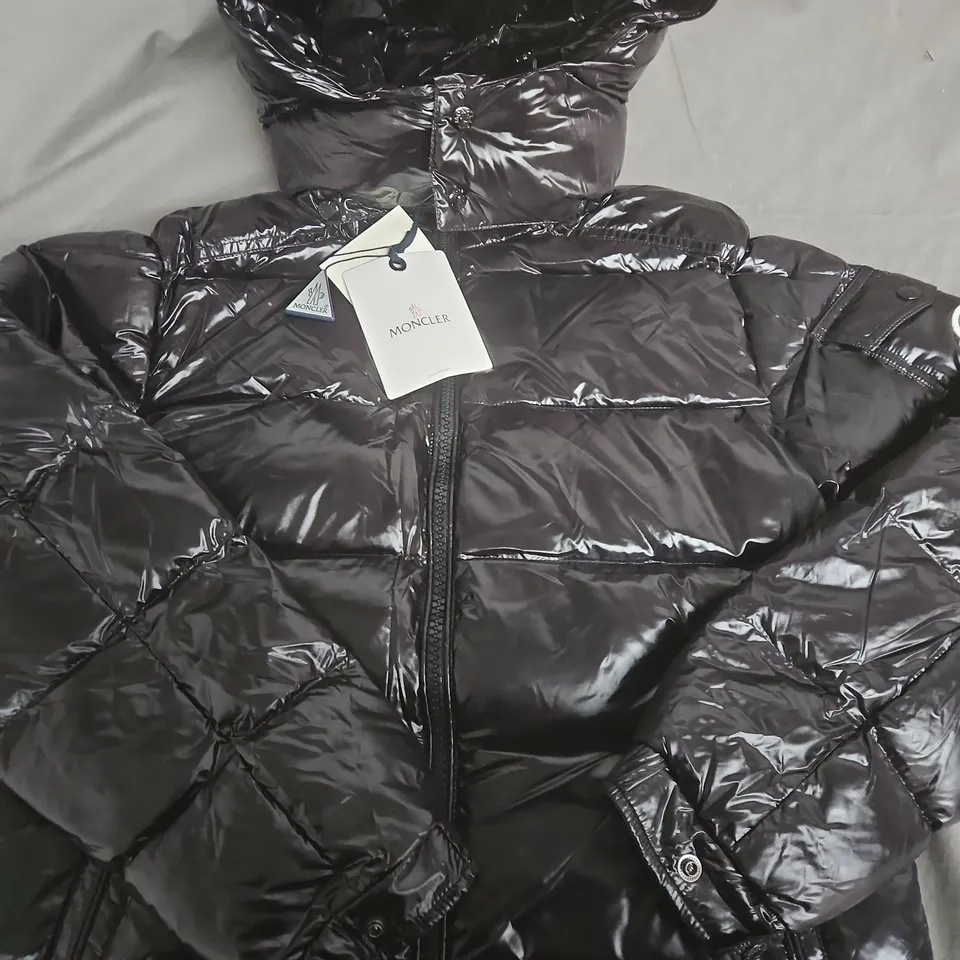 MONCLER BLACK QUILTED HOODED DOWN JACKET - SIZE UNSPECIFIED