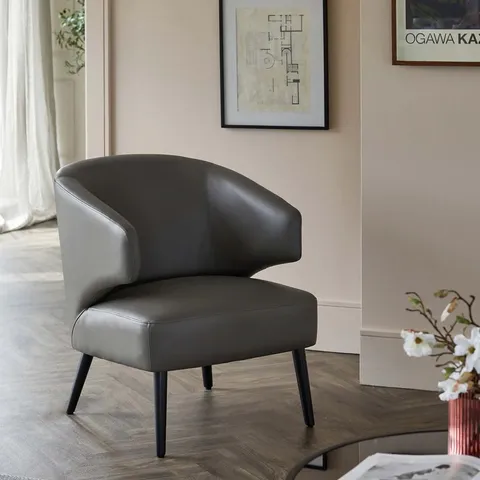 BOXED DANETTI LANDON DARK GREY LEATHER ACCENT CHAIR (1 BOX)
