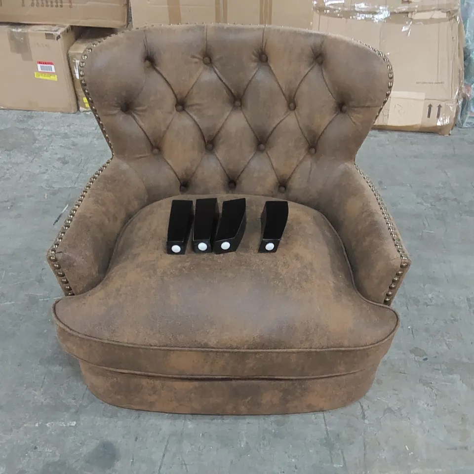 BOXED DESIGNER ARMCHAIR IN BROWN (1 BOX)