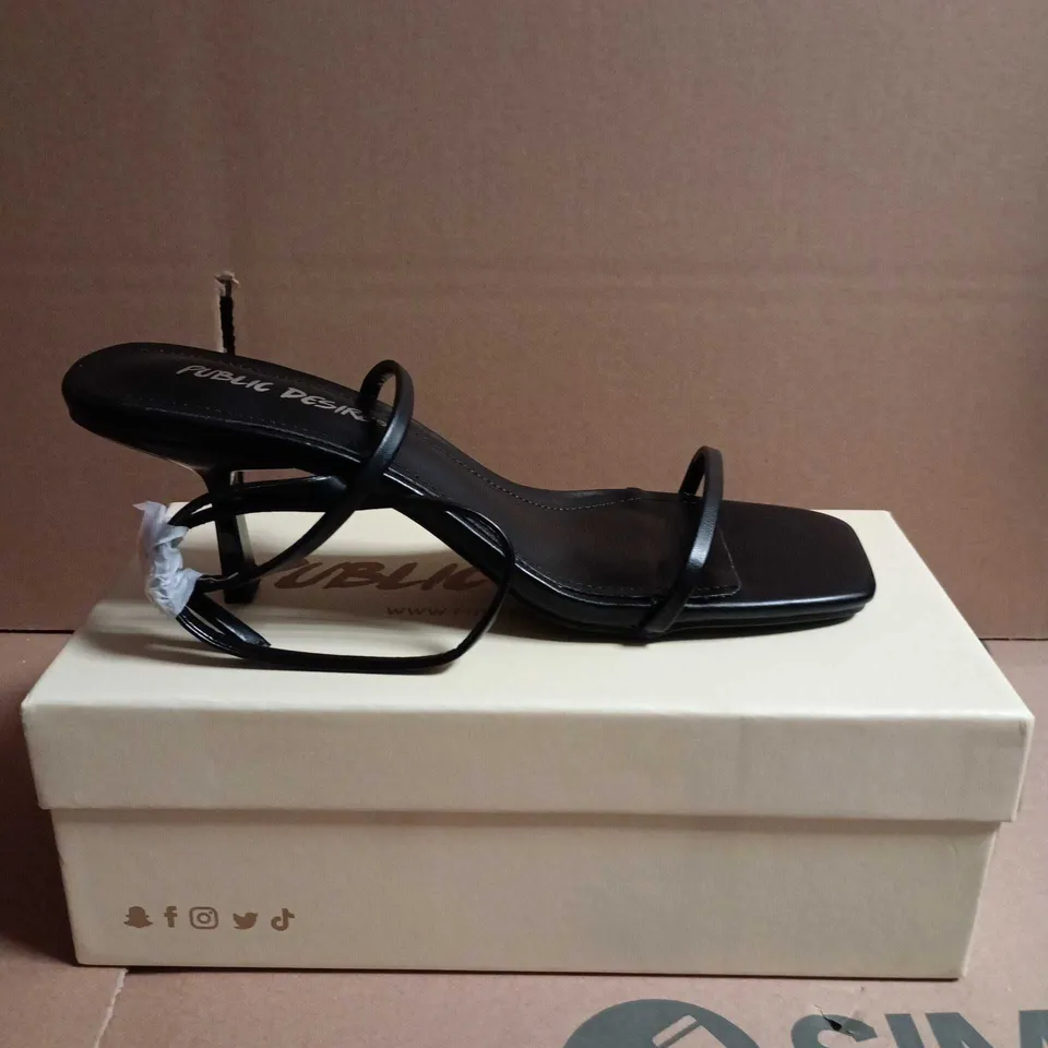 PUBLIC DESIRE BLACK STRAPPY HEELED SANDALS – WOMEN'S SHOES SIZE 6