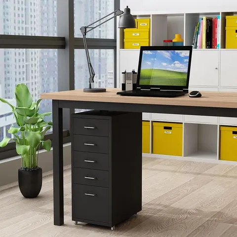 BOXED 5 DRAW STORAGE CABINET- BLACK