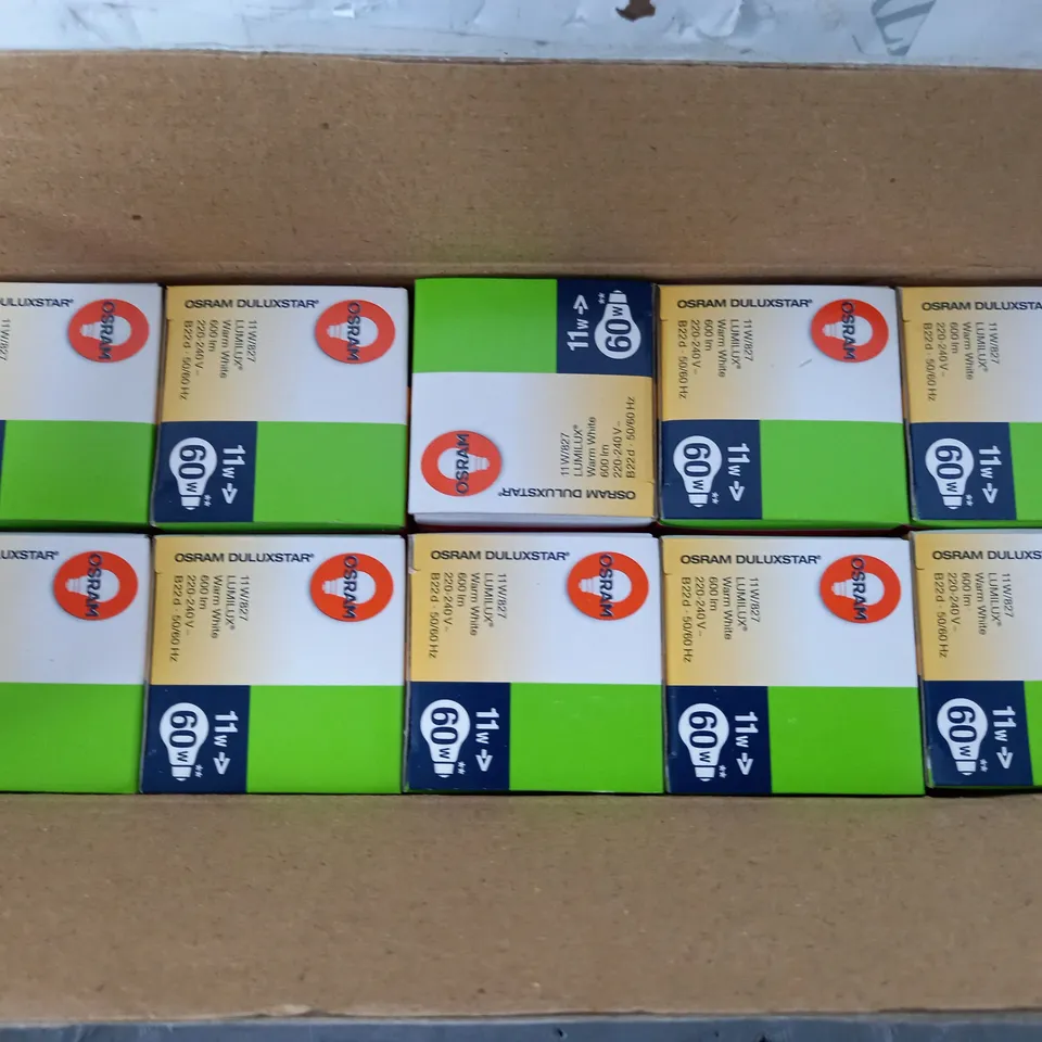 10 BOXED OSRAM 11W DULUXSTAR ENERGY SAVER LIGHTBULBS