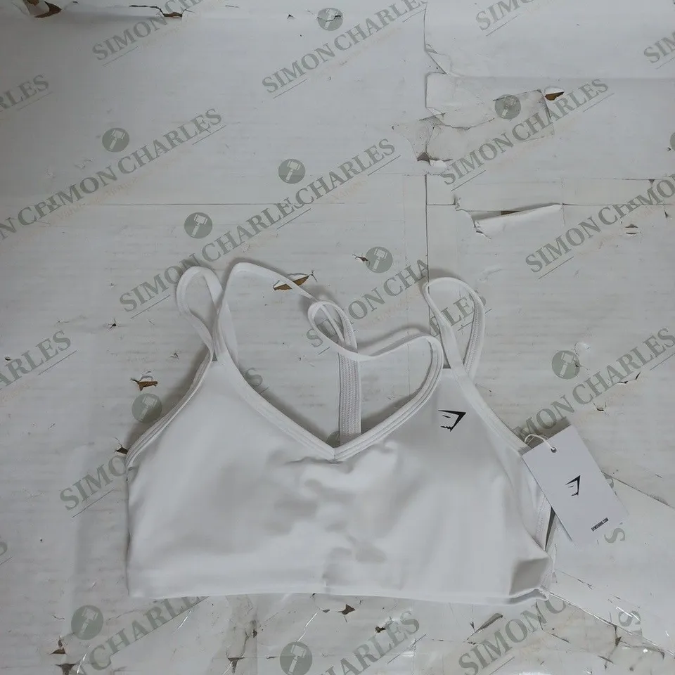 GYMSHARK STRAP FEATURE SPORTS BRA MEDIUM SUPPORT IN WHITE SIZE M