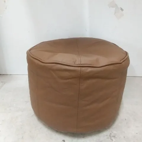 SEADRIFT 43CM WIDE GENUINE LEATHER POUFFE (BROWN)