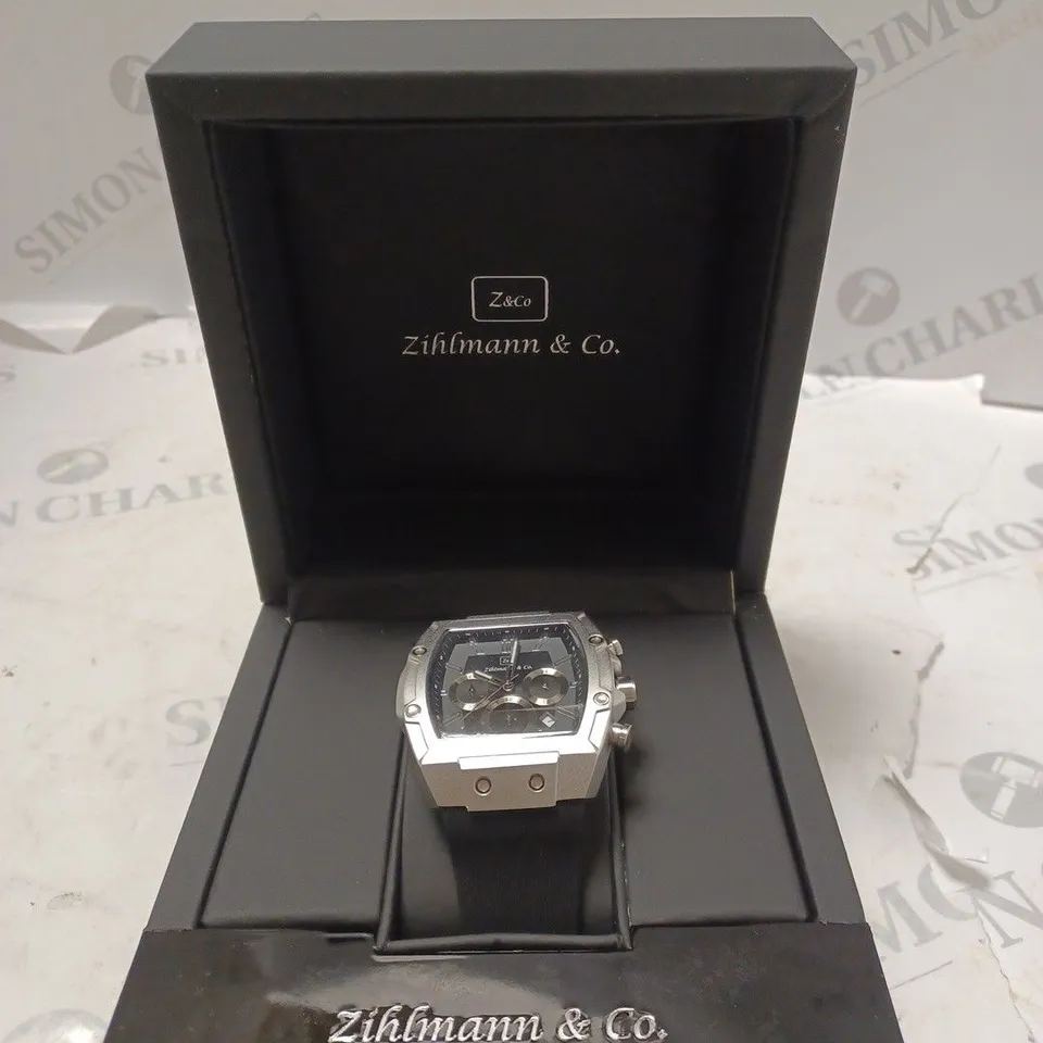 MENS ZIHLMANN & CO Z911 WATCH – CHRONOGRAPH MOVEMENT – BLACK DIAL – 3ATM – QUICK RELEASE RUBBER STRAP