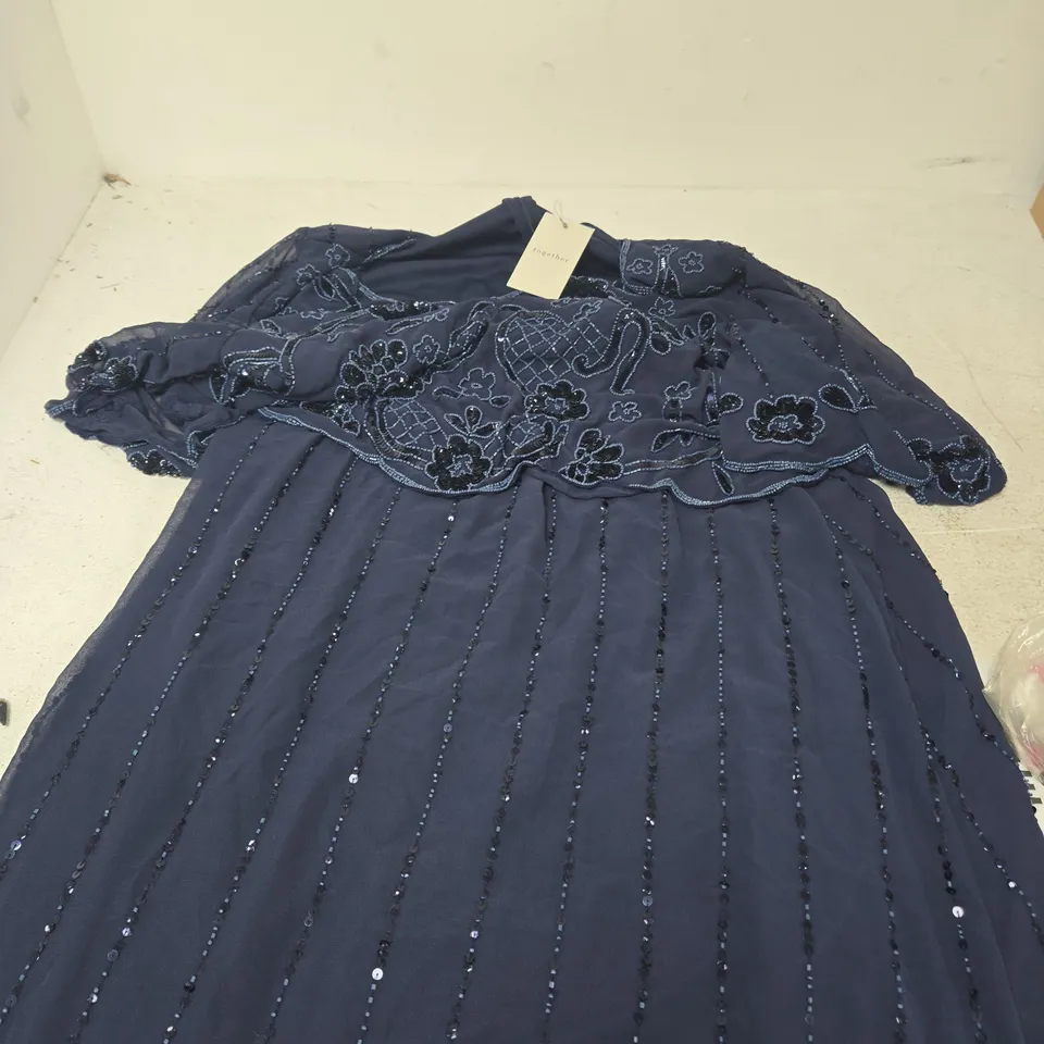 TOGETHER NAVY BEADED MAXI DRESS - 20