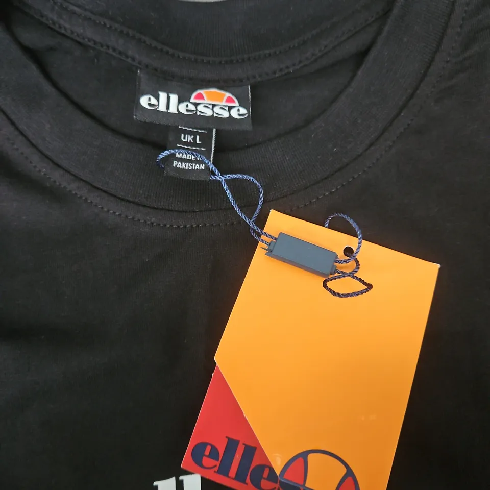 ELLESSE BLACK T-SHIRT – UK LARGE (MEN'S) – LOGO TEE