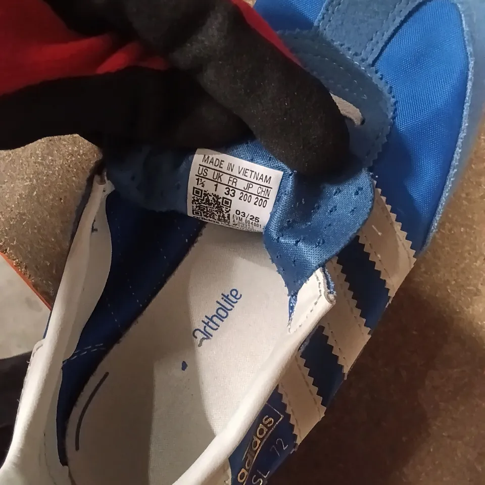 ADIDAS BLUE & WHITE TRAINERS – MEN'S UK 1 – 2 STRIPES