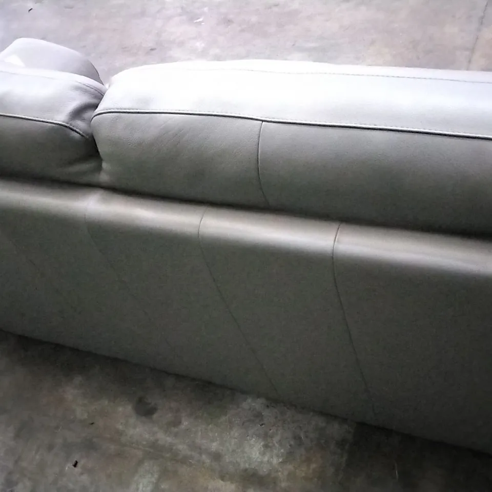 QUALITY ITALIAN DESIGNER VIRGILIO 3 SEATER SOFA IN ELEPHANT GREY LEATHER