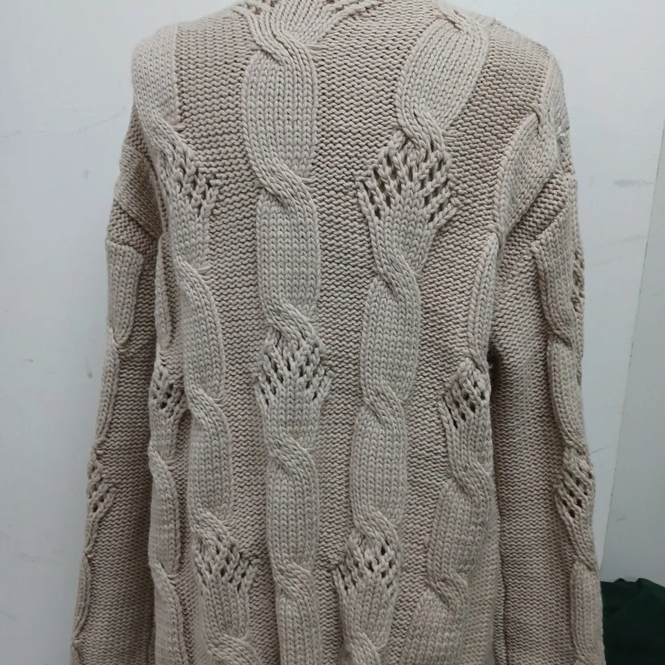 ZARA KNITTED CRÈME TURTLE NECK JUMPER - SIZE MEDIUM