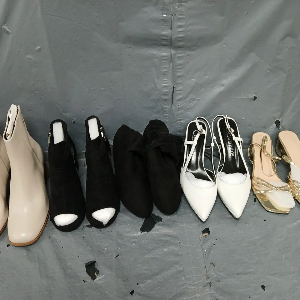BOX OF APPROXIMATELY 15 PAIRS OF ASSORTED SHOES IN VARIOUS STYLES, COLOURS AND SIZES