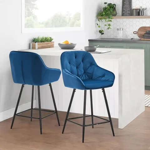 BOXED SET OF 2 DESIGNER BLACK VELVET CHAIRS (1 BOX)