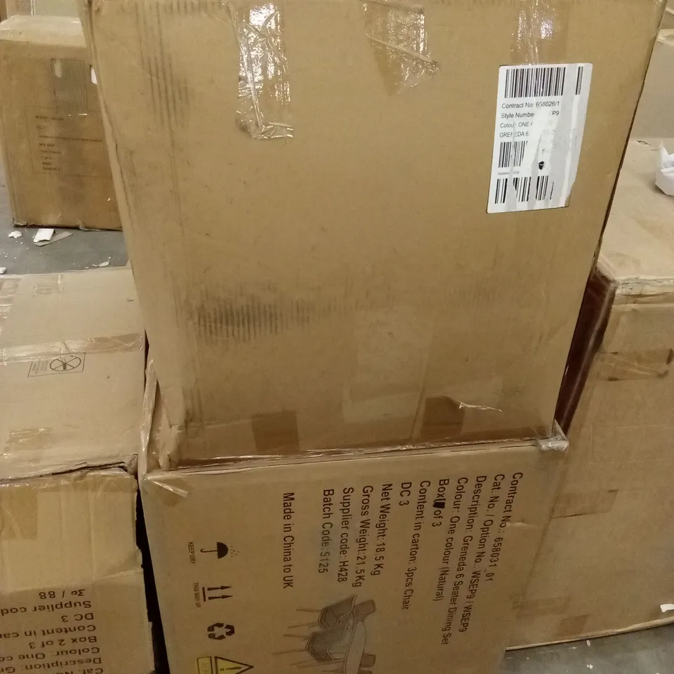 BOXED SET OF 6 GRENEDA OUTDOOR DINING CHAIRS // CHAIRS ONLY (2 BOXES)