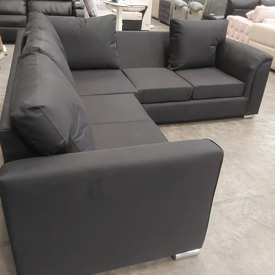 QUALITY DESIGNER WATERPROOF STRONG FIBRE CORNER SOFA - BLACK 