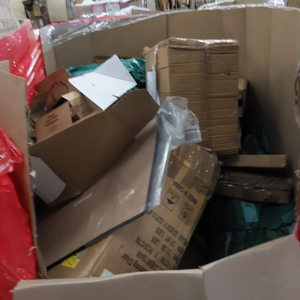 PALLET CONTAINING HOUSEHOLD AND CONSUMER PRODUCTS. INCLUDES MIXING BOWLS, TV STAND, BATH SHOWER MIXER SET, TRAVEL CASE ETC 