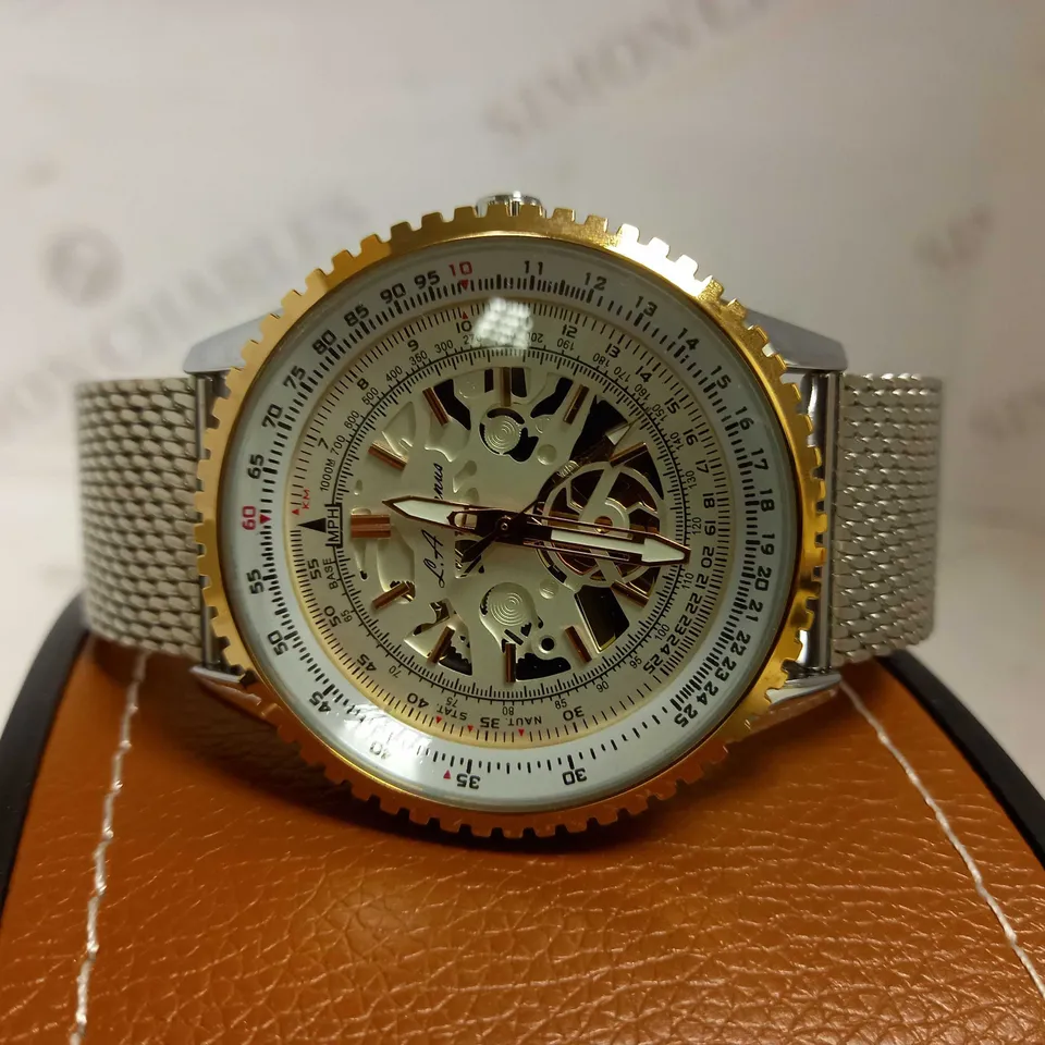 LA BANUS PART SKELETON DIAL SHARK MESH STRAP WRISTWATCH  RRP £600
