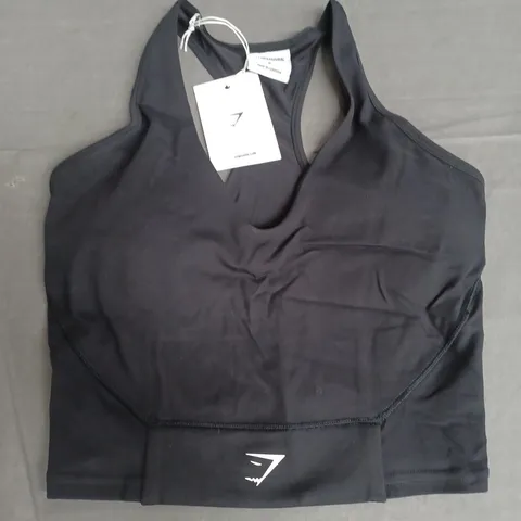 GYMSHARK CROP MESH TANK IN BLACK - S BODY FIT