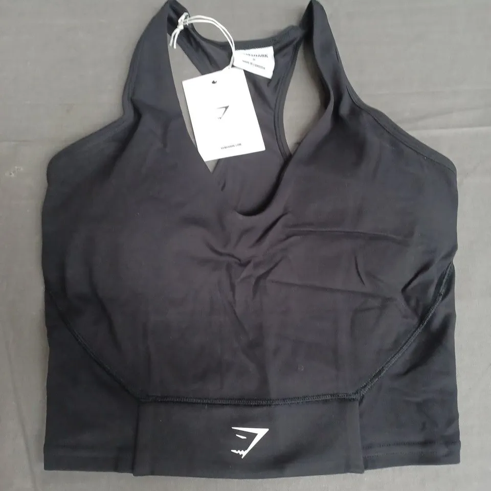 GYMSHARK CROP MESH TANK IN BLACK - S BODY FIT