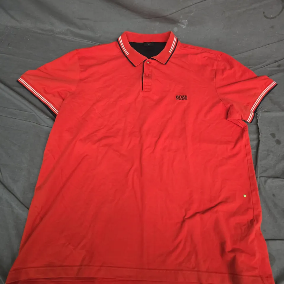 HUGO BOSS POLO SHIRT – RED, SLIM FIT, XXL