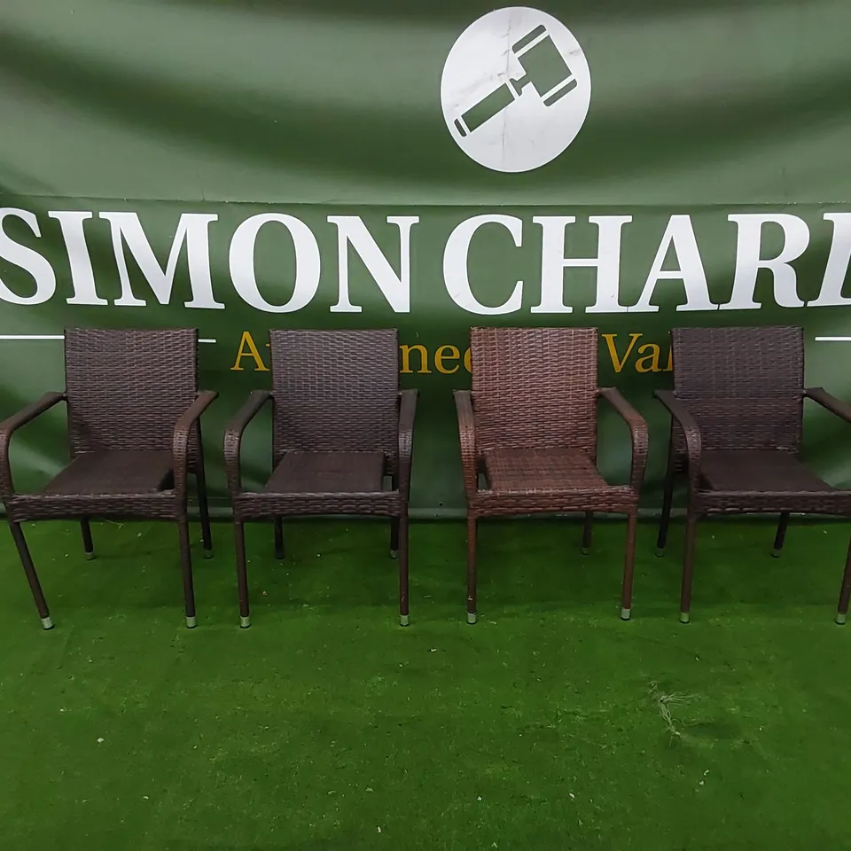 SET OF 4 CHOCOLATE MIX RATTAN CHAIRS 