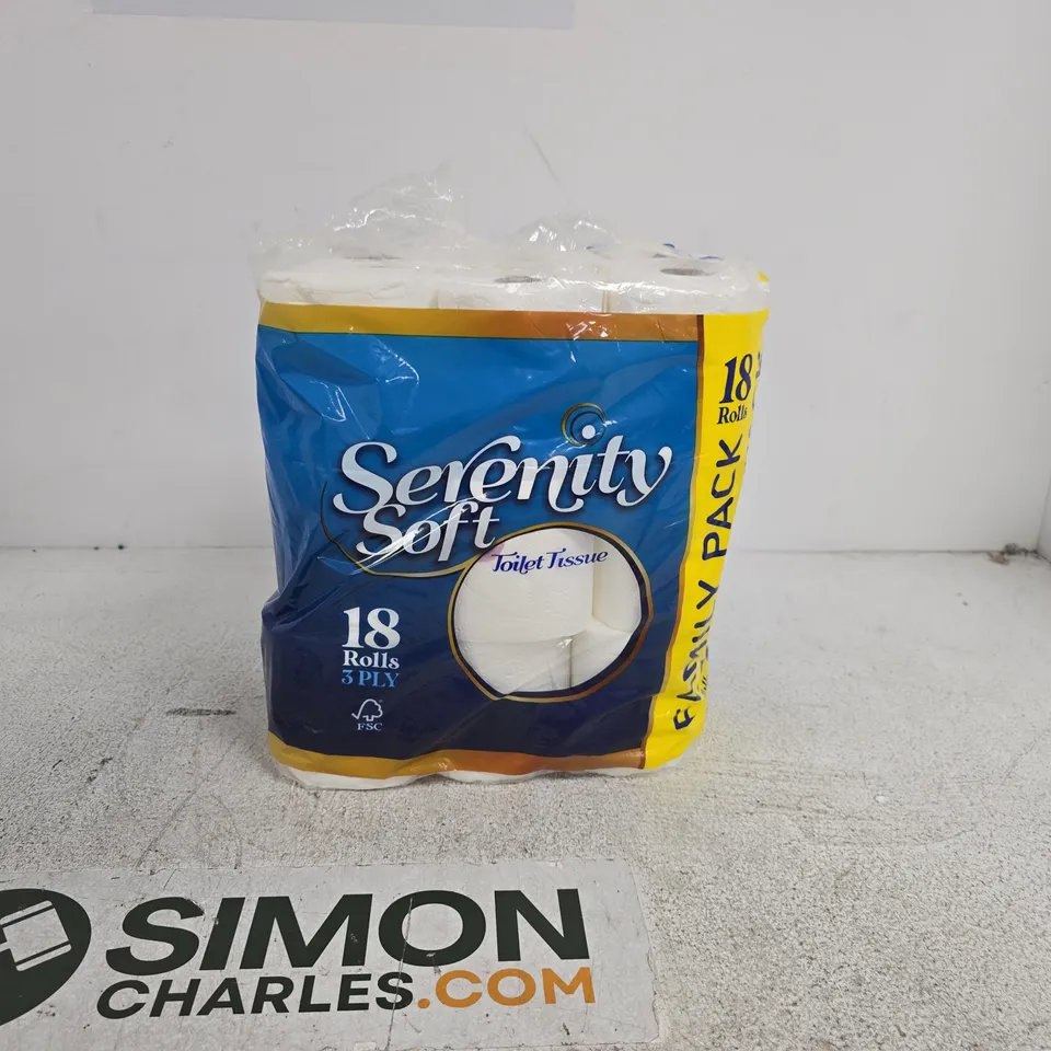 SERENITY SOFT TOILET TISSUE – 18 ROLL PACK, 3-PLY