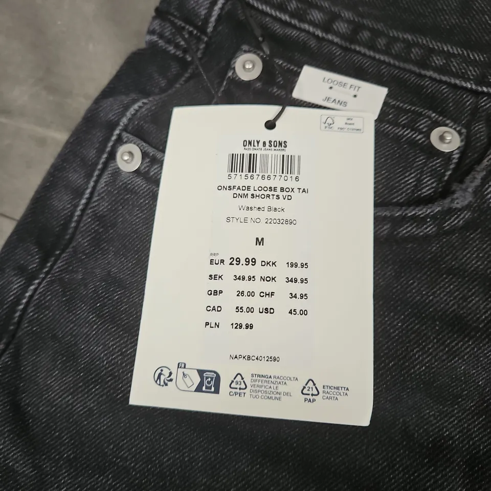 ONLY & SONS LOOSE FIT JEANS – WASHED BLACK, SIZE M