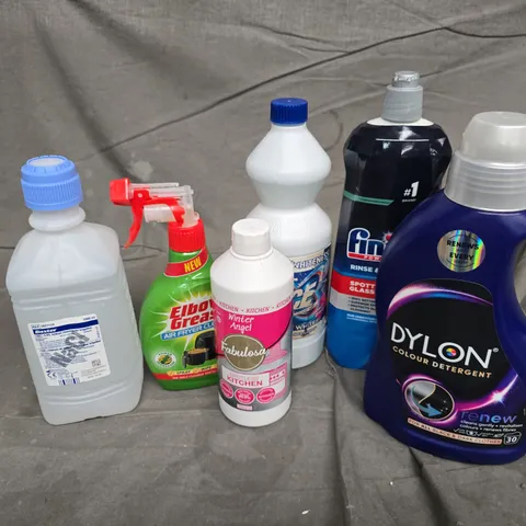 APPROXIMATELY 10 ASSORTED LIQUIDS TO INCLUDE DYLON COLOUR DETERGENT, FABULOSA WINTER ANGEL, ELBOW GREASE, ETC - COLLECTION ONLY