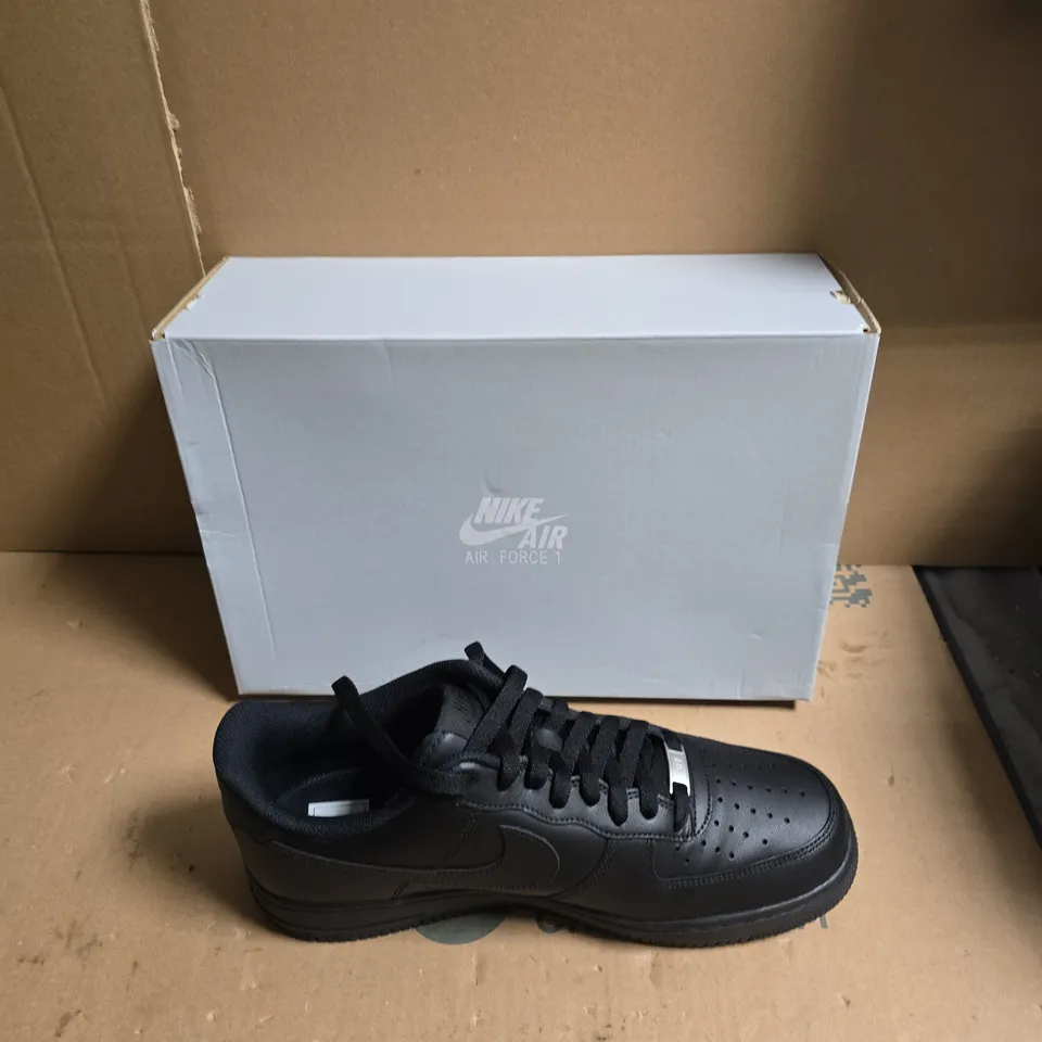 NIKE AIR FORCE 1 BLACK LEATHER SNEAKERS – BOXED - UK SIZE 10