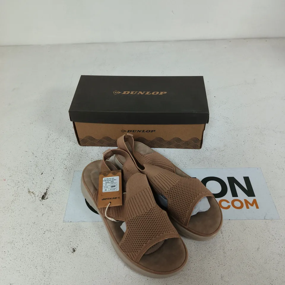 DUNLOP WOMEN'S TAN STRAPPY SANDALS – OPEN-TOE, WITH BOX UK 6