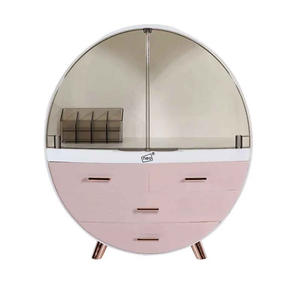 NEO PINK 3 DRAWER ROUND COSMETIC ORGANISER