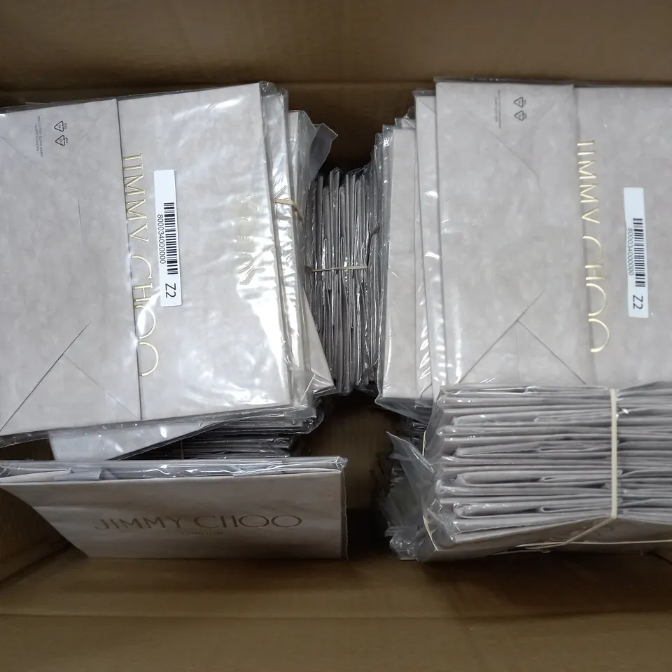 BOX OF APPROXIMATELY 80 JIMMY CHOO LONDON PAPER GIFT BAGS