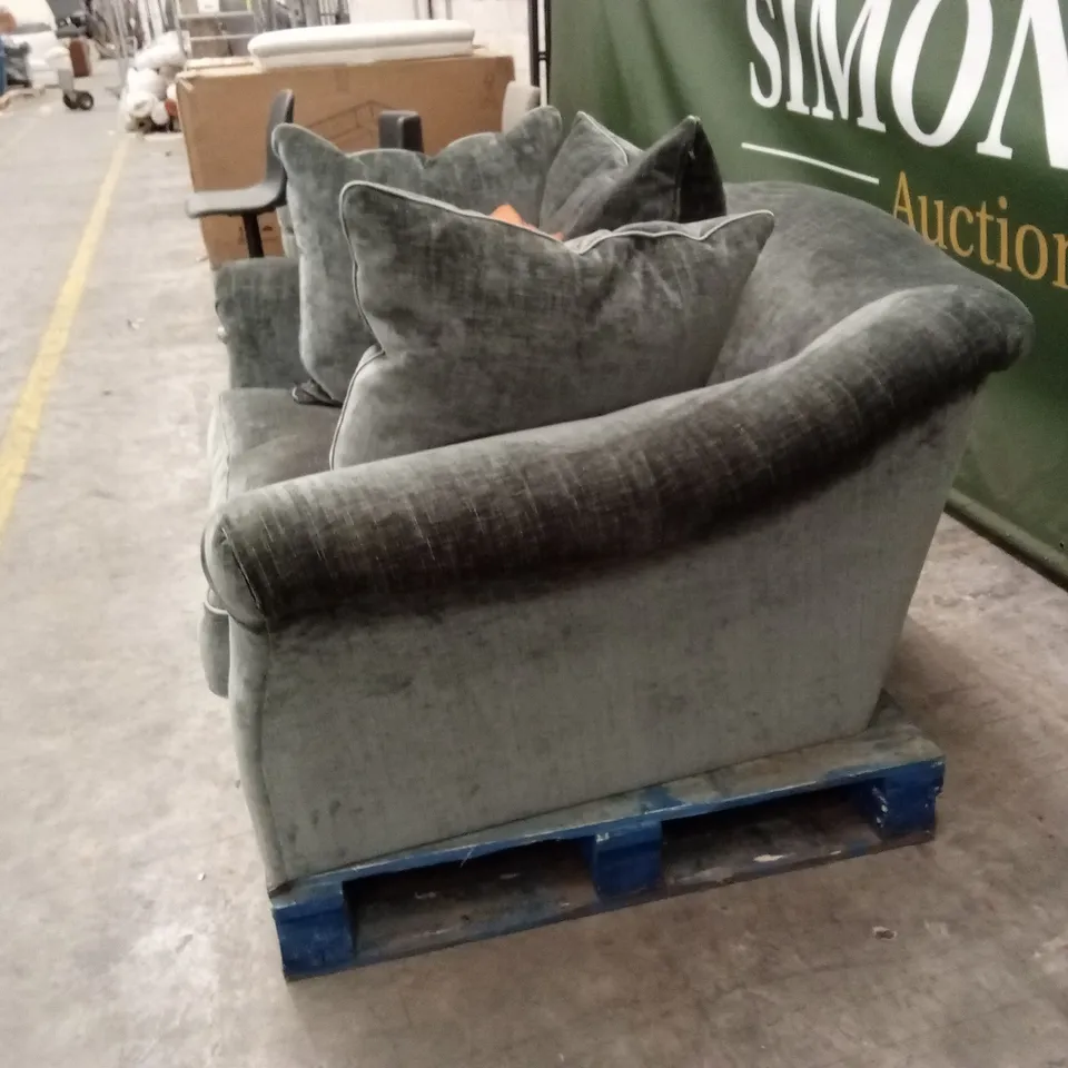 DESIGNER FABRIC LOVE CHAIR WITH SCATTERBACK CUSHIONS