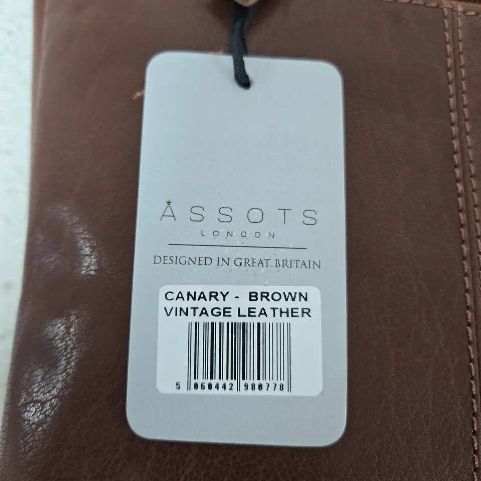 ASSOTS LONDON CANARY BROWN VINTAGE LEATHER CROSSBODY BAG